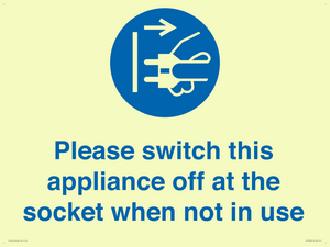 Please switch this appliance off at the socket when not in use